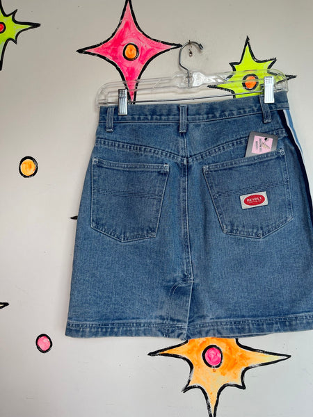 Vintage 90s Denim Mini Skirt Grunge Skater Y2K Emo Jean Skirt Size S