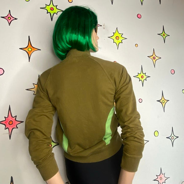Vintage 90s Sporty Green Le Tigre Turtleneck Zip Up Sweater Jacket Preppy - S