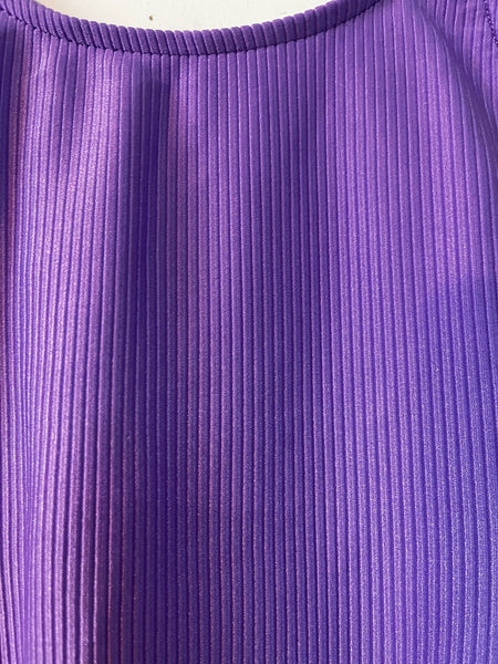 80s 90s Pastel Purple Swimsuit Ribbed One Piece Vintage Retro Swim or Bodysuit S