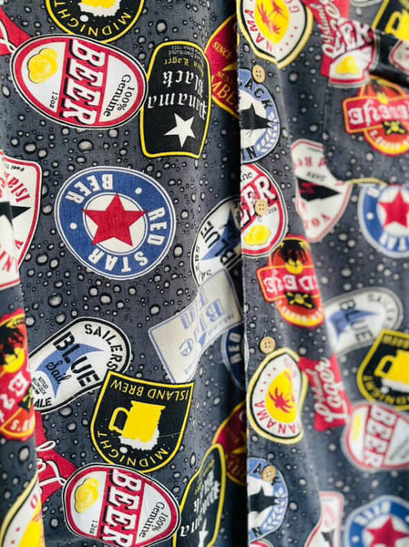 Vintage 90s Men's Beer Label Shirt - Wearable Art Retro Party Vibes - Size Large
