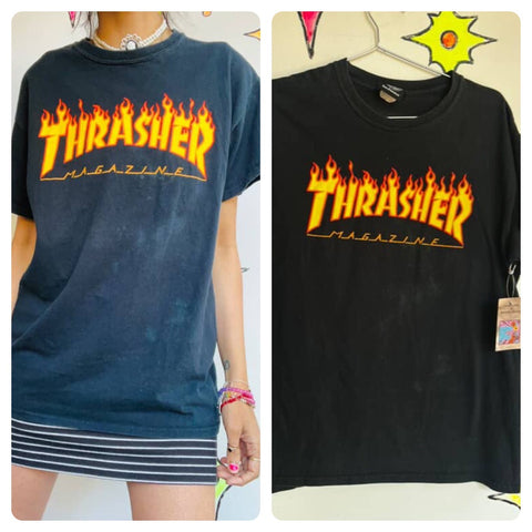 Vintage Thrasher Magazine T-Shirt - Worn-In Skater Tee - Size M - Distressed
