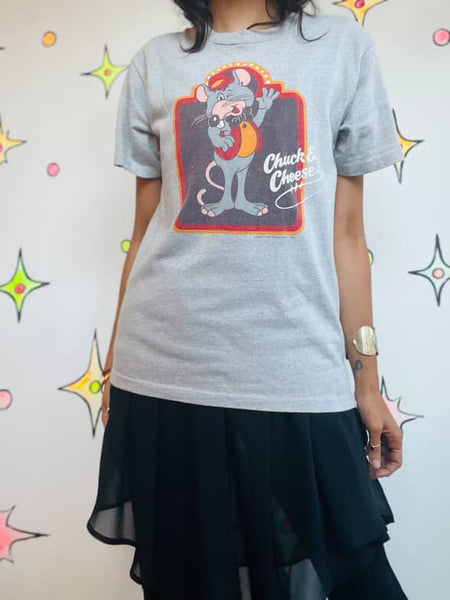 1981 Chuck E. Cheese Gray T-Shirt – Pizza Time Theatre Vintage Tee - S/M