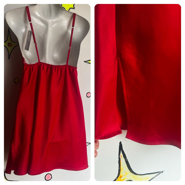Vintage Victorias Secret Slip | Red Silk Lace Goth Vamp Babydoll Fairy Lingerie