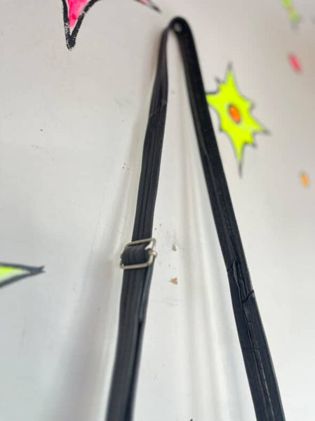 Vintage Black Leather Fringe Crossbody Bag Grunge Rock n Roll Boho Concho Purse