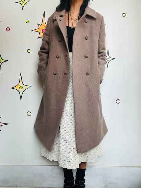 Vintage 50s/60s Wool Double Breasted Coat - Classic Old Hollywood Glam - M / L
