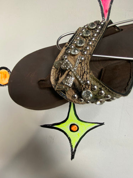 Y2K Rhinestone Vegan Snakeskin Platform Flip Flops Indie Sleaze McBling Sandal 7