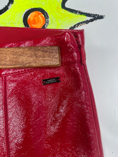 A'X Armani Exchange Red Glossy Vinyl Pants Red Faux Leather Vixen Rockstar XS