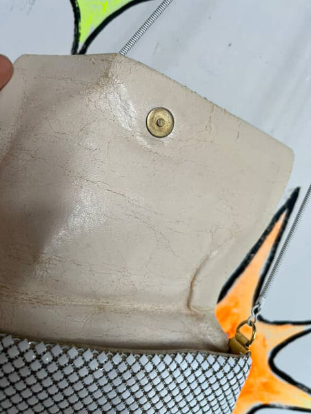 Vintage 80s White Chain Crossbody Purse | Silver & Gold Glam Retro Handbag