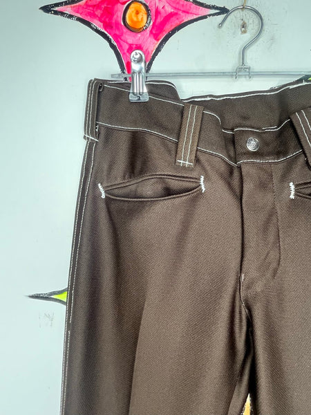Vintage 70s Brown Western Disco Pants Retro Cowgirl Low Rise Glam Grunge S