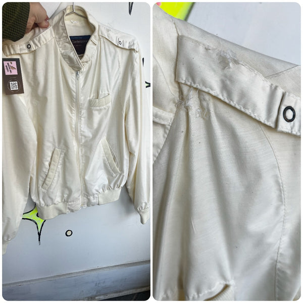 Vintage 70s 80s | Off White Members Only Style 80s Bomber Jacket | Size Medium M