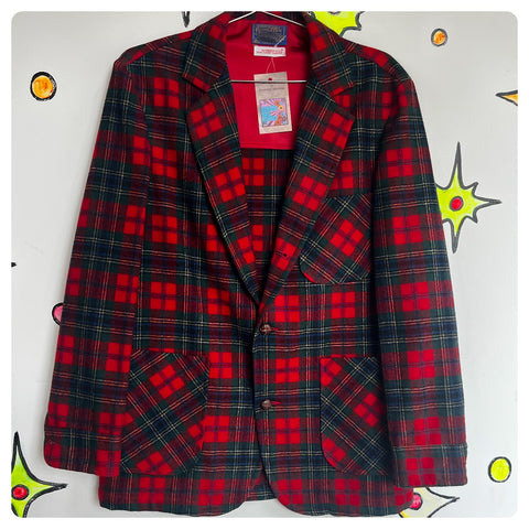 Vintage Pendleton | Red Tartan Plaid Wool Jacket Blazer | Size M