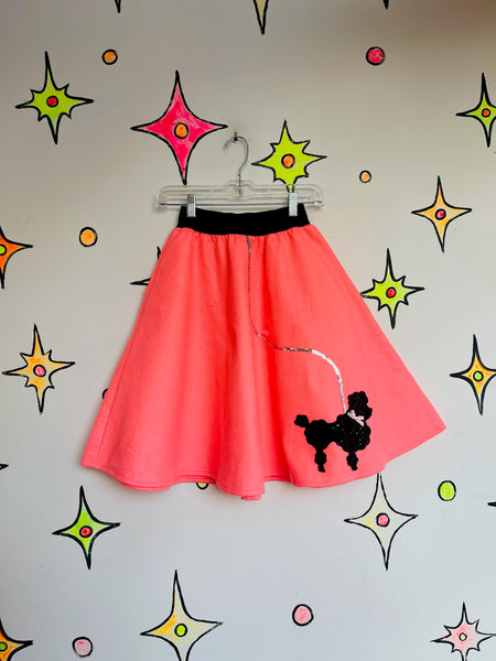Vintage 50s Style Retro Pink Felt Poodle Skirt | Full Circle Swing Skirt | S