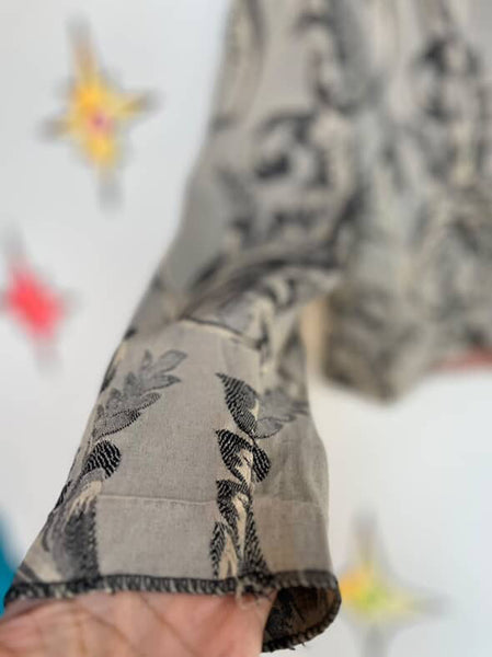 Vintage 90s Edwardian Romantic Gothic Revival Blazer | Silky Silver Paisley |14