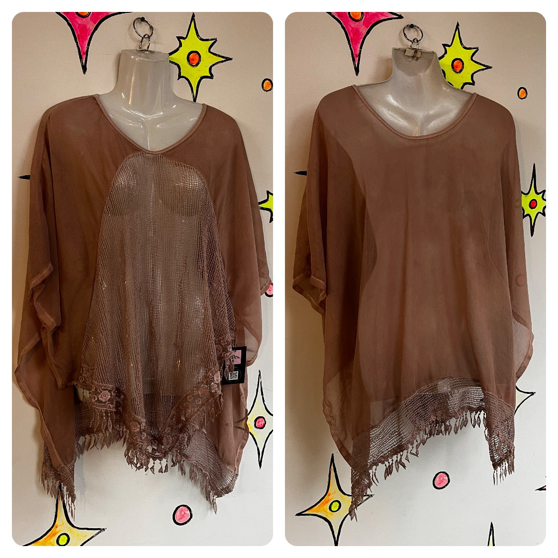 Vintage Y2K | Pink Mesh Poncho Cape Grunge Emo Indie Sleaze