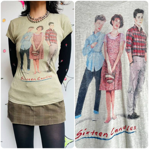 Vintage 90s Sixteen Candles Movie T Shirt - Soft & Faded Baby Tee Size M - AS IS