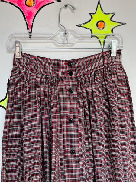 Vintage 80s Banana Republic Plaid Midi Skirt Boho Grunge Academia Style – Small