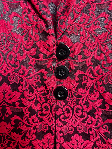 Y2K Red Baroque Damask Jacket Whimsy Goth Vampire Gothic Punk Statement Blazer L
