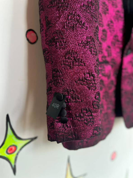 Vintage Metallic Pink Men's Tuxedo Smoking Jacket Retro Glam 80s Blazer - 40R