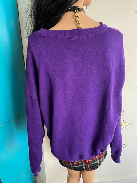 Purple MLK Graphic Pullover Novelty Sweater Cozy Streetwear Souvenir Statement S