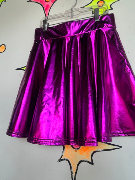 NWT Fuchsia Metallic Skater Skirt Galactic Alien Y2K Space Girl Cosplay Twirl S