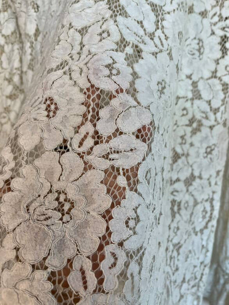 Vintage 70s White Sheer Lace Rococo Babydoll Grunge Boho Bow Neck Top Blouse | L