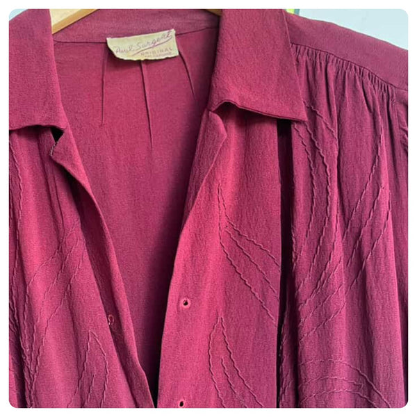 Burgundy 40s Vintage Dress by Paul Sargent - True Vintage Elegance - Historical