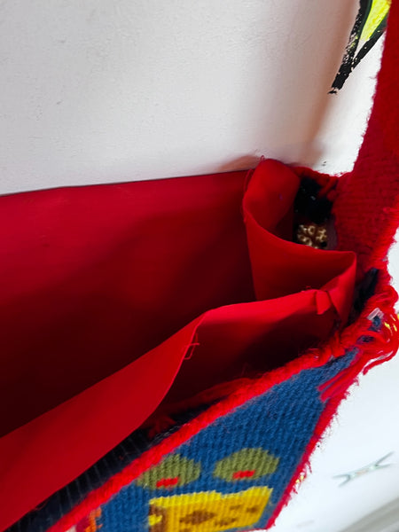 Vintage Kitschy Lunch Bag Purse – Cross-Stitch Sandwich – Handmade Picnic Bag