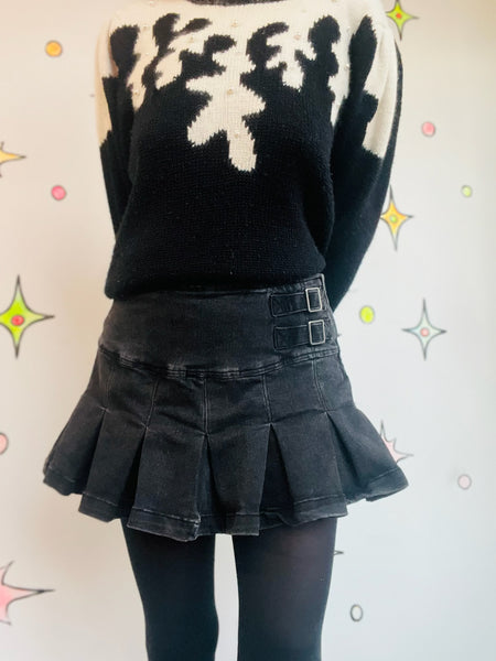 Y2K Black Pleated Mini Skort | Whimsy Goth Ultra Mini Grunge Fairy Core Size 6