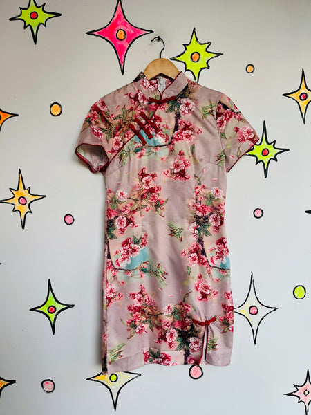 Pink Geisha Dress Cherry Blossom Floral Print Japanese Fairycore Grunge Mini SM