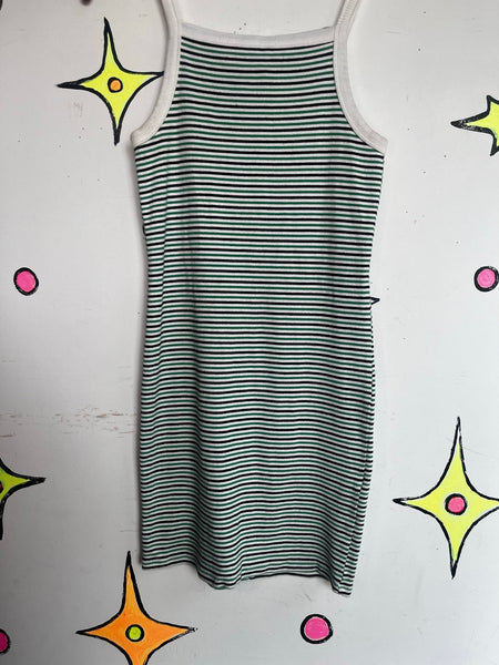 Vintage Striped Mini Dress Forever 21 Fitted Cotton Dress 90s Grunge Casual S
