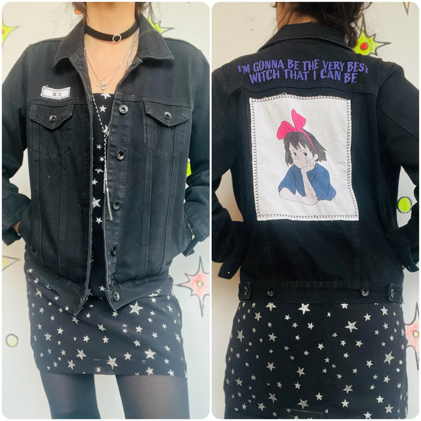 Kiki's Delivery Service Black Denim Jacket Studio Ghibli Witchy Goth Y2K Anime M