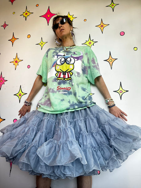 Vintage Square Dance Petticoat 50s Blue Poofy Crinoline Skirt Rockabilly Pinup M