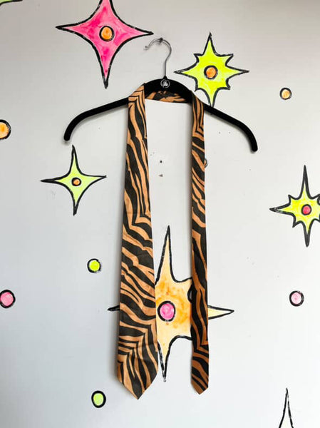 Vintage 80s/90s Tiger Stripe Men’s Neck Tie – Punk Grunge Animal Print