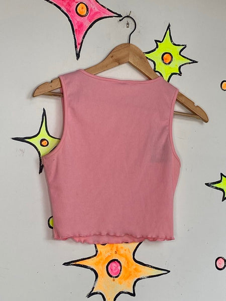 Y2K Pastel Pink Rhinestone Butterfly Top McBling Baby Tee Fairy Grunge S