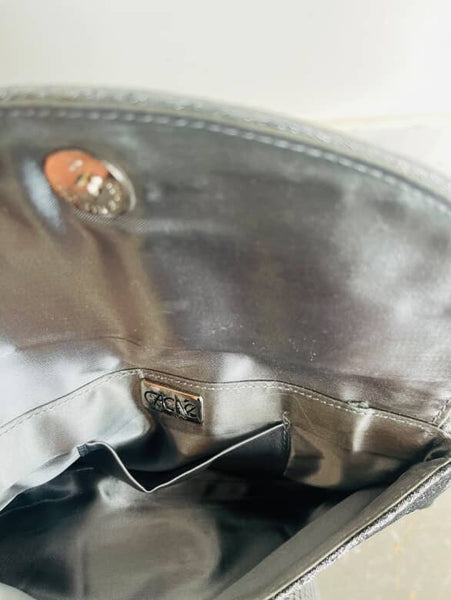 Vintage 70s 80s | Silver Metallic Envelope Clutch Handbag Purse Glam Disco