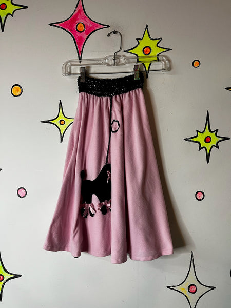 Vintage 50s Style Retro Pink Felt Poodle Skirt | Full Circle Swing Skirt | S