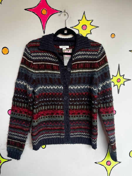 Vintage 90s Chunky Knit Sweater Dressbarn Retro Cozy Grunge Oversized Cardigan M