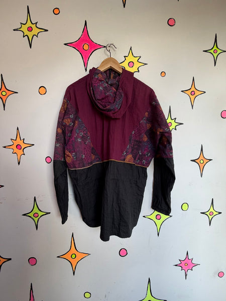 90s Y2K Merlot Black Windbreaker Gorpcore Japanese Streetwear Goth Athleisure L