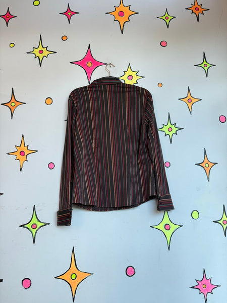 Y2K Pinstripe Shirt Fairy Grunge Mall Goth Indie Sleaze Dark Academia L/XL