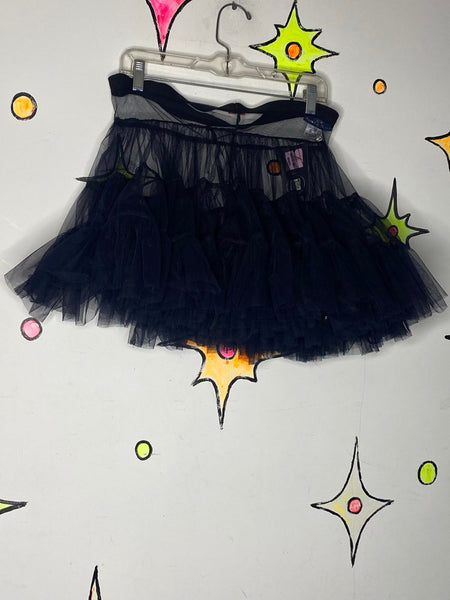Black Tulle Tutu Skirt | Whimsy Goth Coquette Fairy Crinoline Cupcake Skirt M
