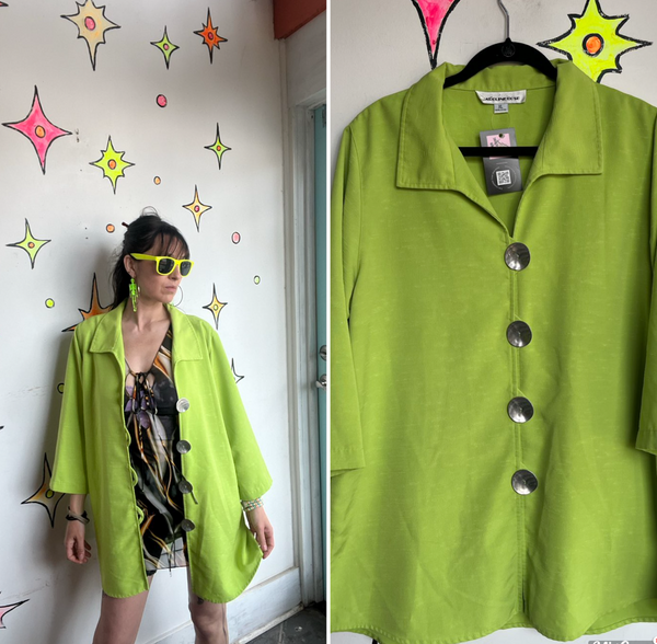 Lime green Neon Cyber Grunge Avant Garde Statement Blazer Maximalist XL