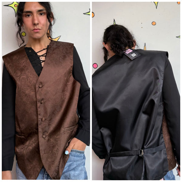 Romantic Steampunk Brown Paisley Suit Vest Dark Academia Dandy L