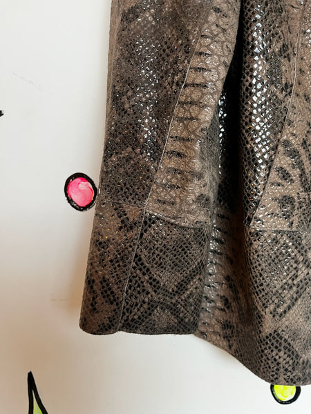 Y2K Faux Snakeskin Leather Jacket Indie Sleaze Glam Rock Moto - ML