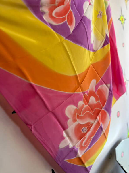 Vintage 70s | Oscar De La Renta MOD Psychedelic Boho Purple Polka Dot Silk Scarf