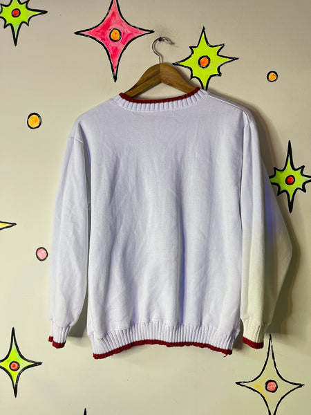 Vintage 80s 90s Tacky Ugly Christmas Patchwork Sweater – Holiday Party - M/L