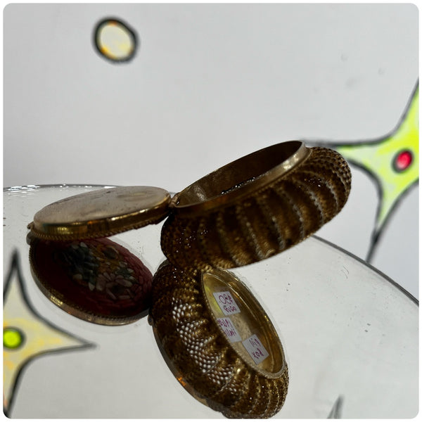 Vintage Micro Mosaic 1960s Italian Box Pill Box Ring Box Rococo Revival