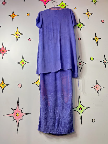 Vintage 90s Lilac Witchy Boho Maxi Dress - Fairy Grunge Revival - Side Slit - 12