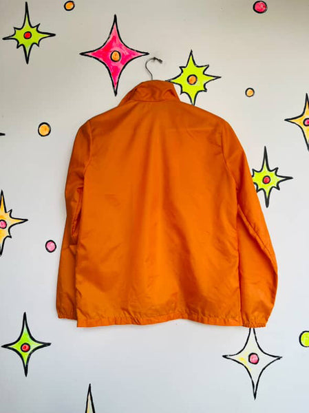 Vintage 60s 70s Groovy MOD Grunge Orange Retro Sporty Nylon Windbreaker Jacket S