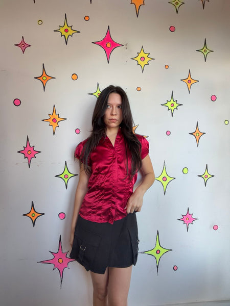 Y2K Black Utility Wrap Micro Mini Skirt | Cargo Goth Indie Sleaze | M