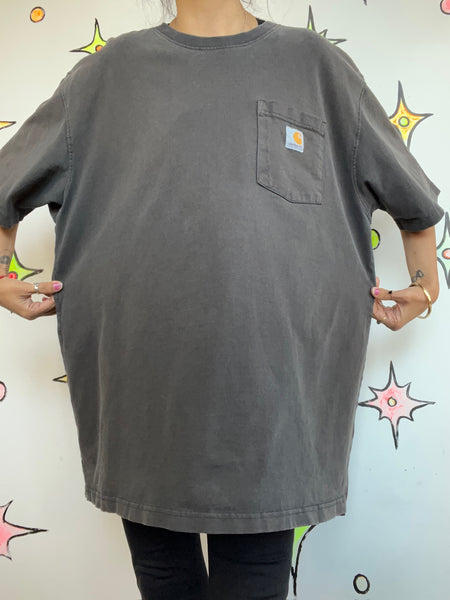 Vintage 90s Y2K Carhartt Gray Tee Grunge Streetwear Workwear Unisex T Shirt | XL